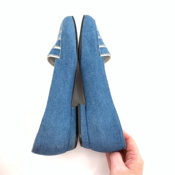 Vintage womens flats size 8.5 WW denim blue distressed vintage 80s 90s loafers - Picture 8 of 14